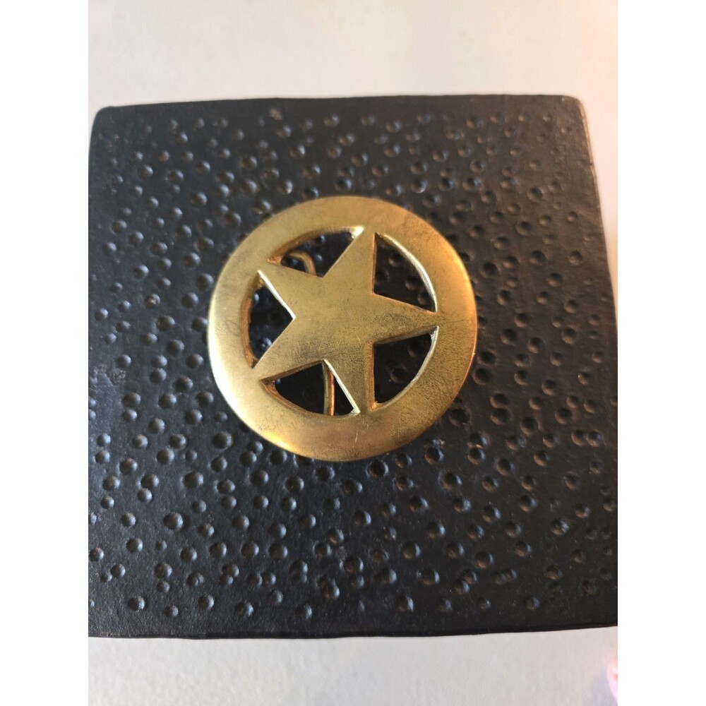 Vintage Solid Brass 5 Star Western Americana Belt Buckle ⭐️